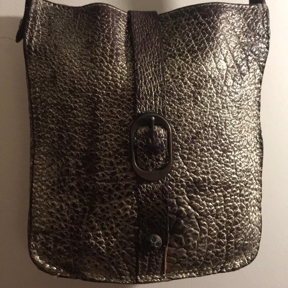 Distressed gold metallic bag